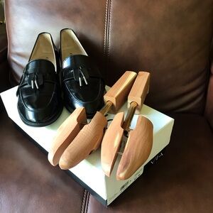 Bundle of Italian leather Via Spiga black shoes with tassels & cedar shoe trees